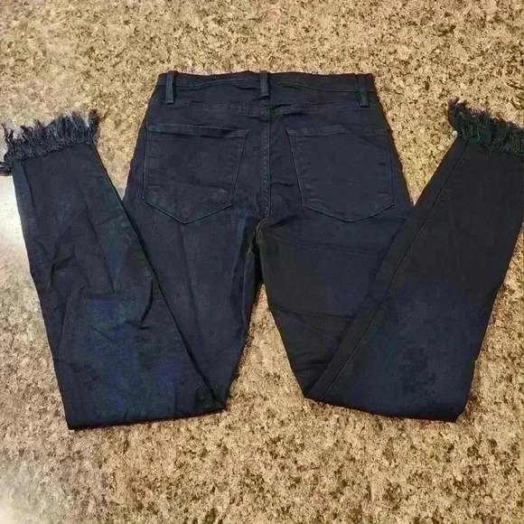 Frame $235 Denim Women's Ali High Rise Black Skinny Frayed Hem Jeans Sz 26 - Picture 3 of 8